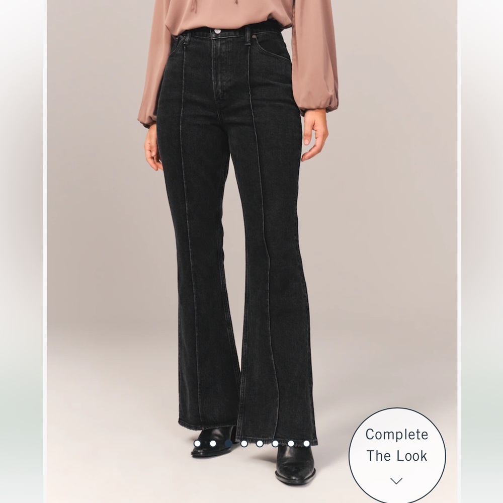 Abercrombie Black With Pintuck Seam High Rise Vintage Flare